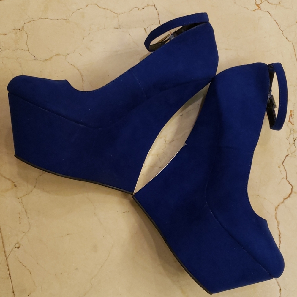 SCENE Kierra Royal Blue suede platform heels, 8.5 - Picture 3 of 16